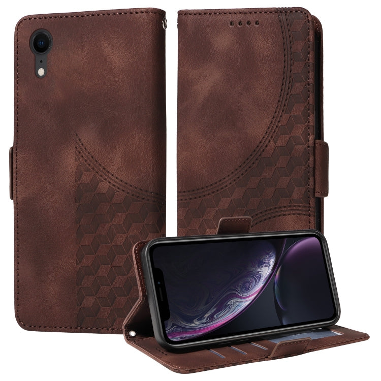 Embossed Rhombus Starry Leather Phone Case