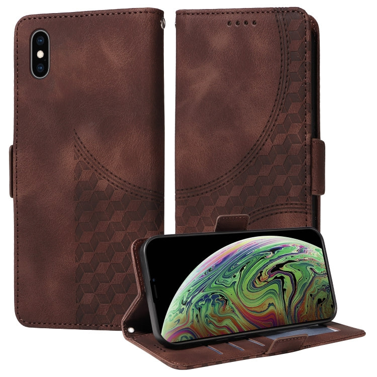 Embossed Rhombus Starry Leather Phone Case