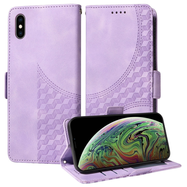 Embossed Rhombus Starry Leather Phone Case