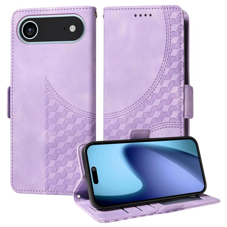 Embossed Rhombus Starry Leather Phone Case