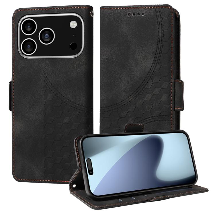 Embossed Rhombus Starry Leather Phone Case
