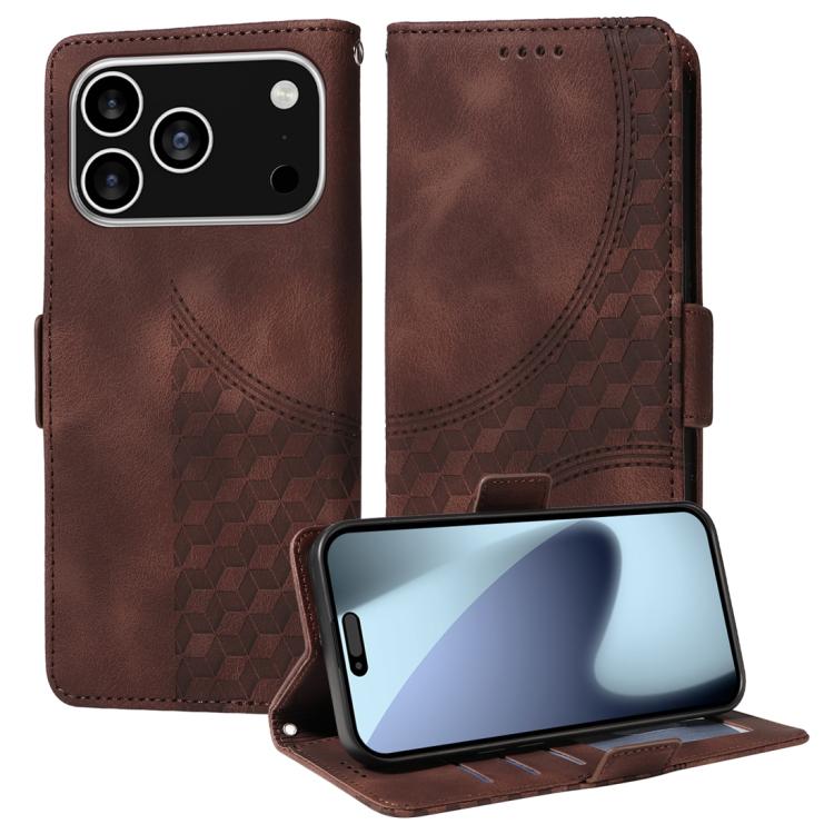 Embossed Rhombus Starry Leather Phone Case