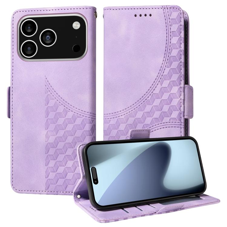 Embossed Rhombus Starry Leather Phone Case
