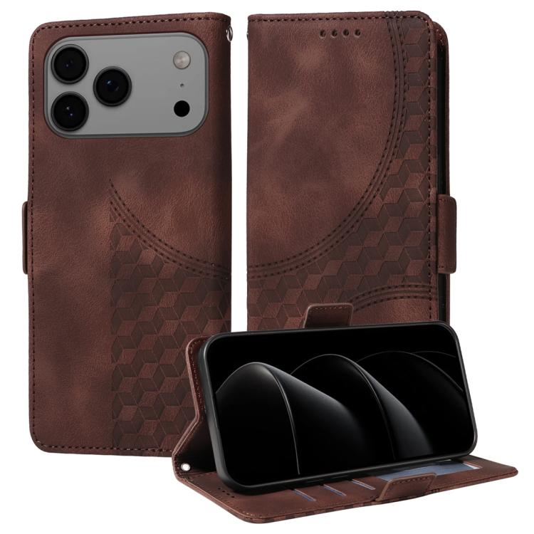 Embossed Rhombus Starry Leather Phone Case
