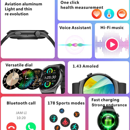 QX10 1.43 inch BT5.2 Smart Sport Watch