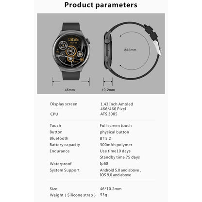 QX10 1.43 inch BT5.2 Smart Sport Watch