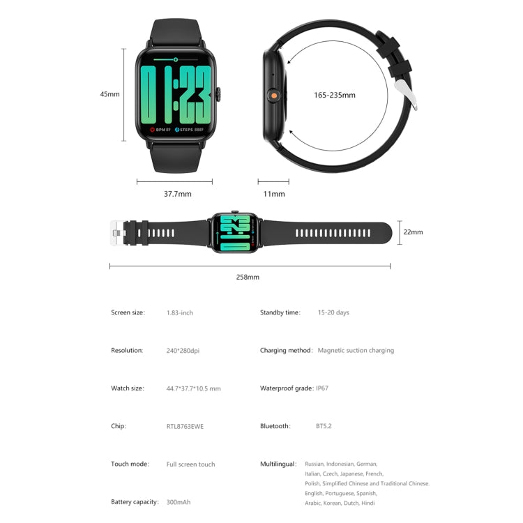 QS13 1.83 inch BT5.2 Smart Sport Watch