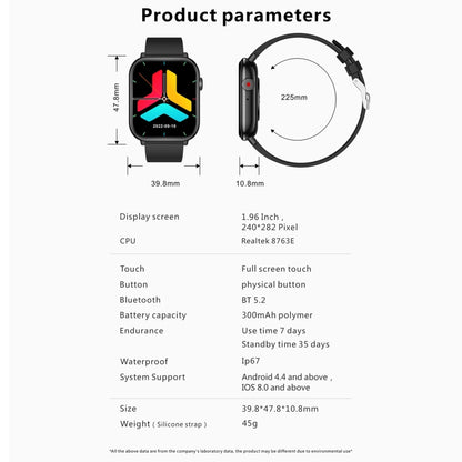 QX9 1.96 inch BT5.2 Smart Sport Watch