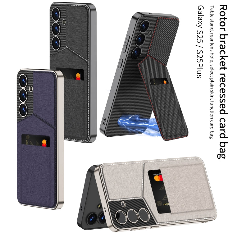 GKK Rotor Bracket Recessed Card Bag Full Coverage Phone Case, For Samsung Galaxy S25 5G����������...