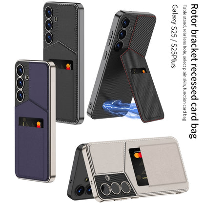 GKK Rotor Bracket Recessed Card Bag Full Coverage Phone Case, For Samsung Galaxy S25 5G����������...
