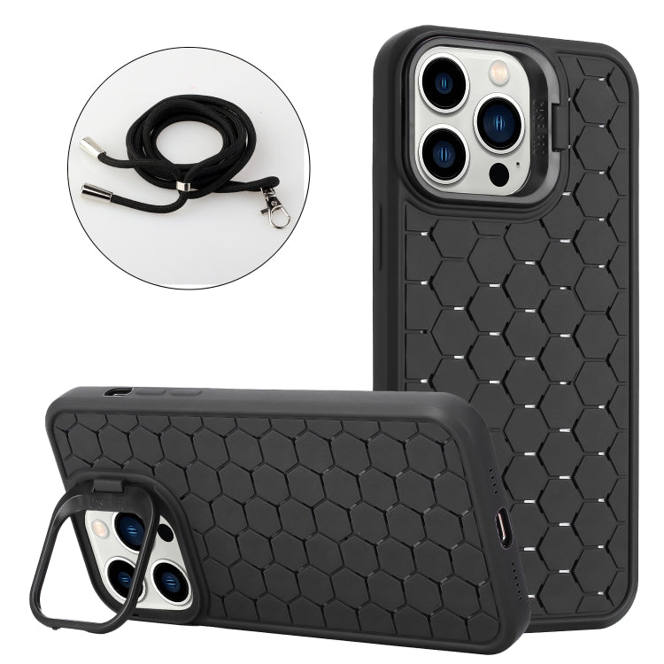 Honeycomb Radiating Lens Holder Magsafe Phone Case with Lanyard, For iPhone 12 Pro Max�����������...