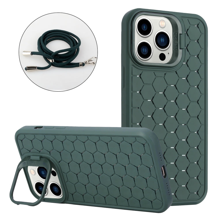 Honeycomb Radiating Lens Holder Magsafe Phone Case with Lanyard, For iPhone 12 Pro Max�����������...