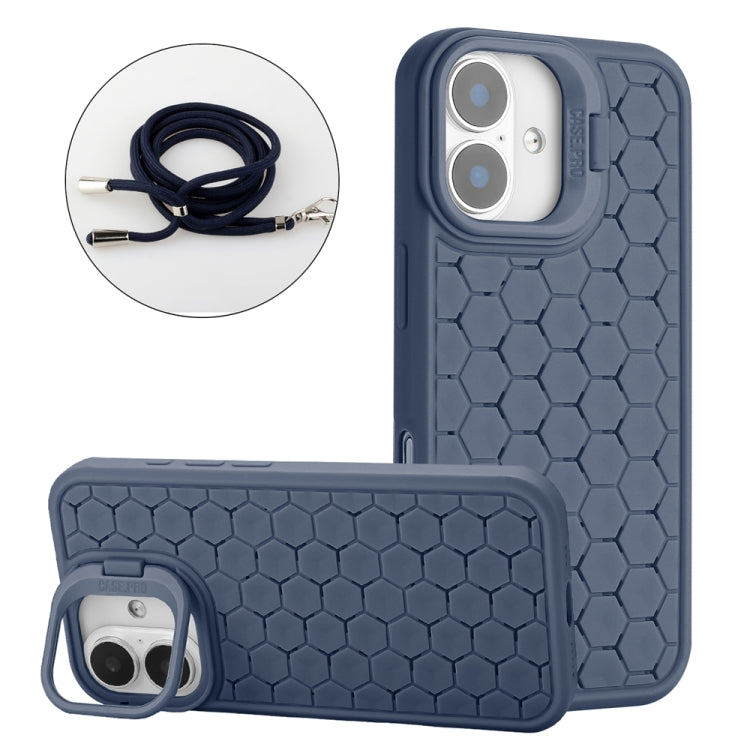 Honeycomb Radiating Lens Holder Magsafe Phone Case with Lanyard, For iPhone 16 Pro Max�����������...