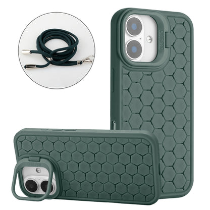 Honeycomb Radiating Lens Holder Magsafe Phone Case with Lanyard, For iPhone 16 Pro Max�����������...
