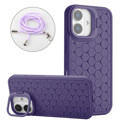 Honeycomb Radiating Lens Holder Magsafe Phone Case with Lanyard, For iPhone 16 Pro Max�����������...