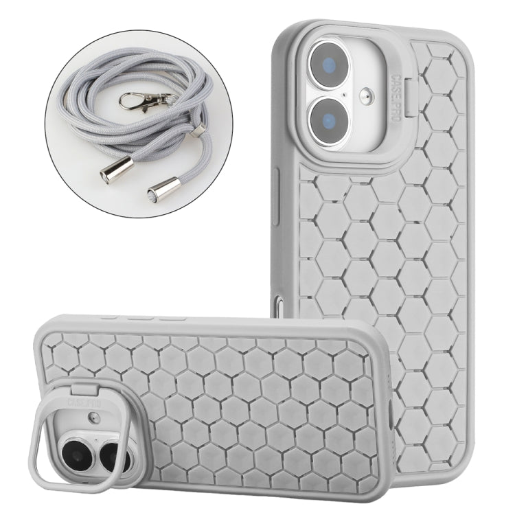 Honeycomb Radiating Lens Holder Magsafe Phone Case with Lanyard, For iPhone 16 Pro Max�����������...