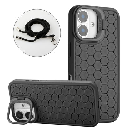 Honeycomb Radiating Lens Holder Magsafe Phone Case with Lanyard, For iPhone 16 Pro Max�����������...