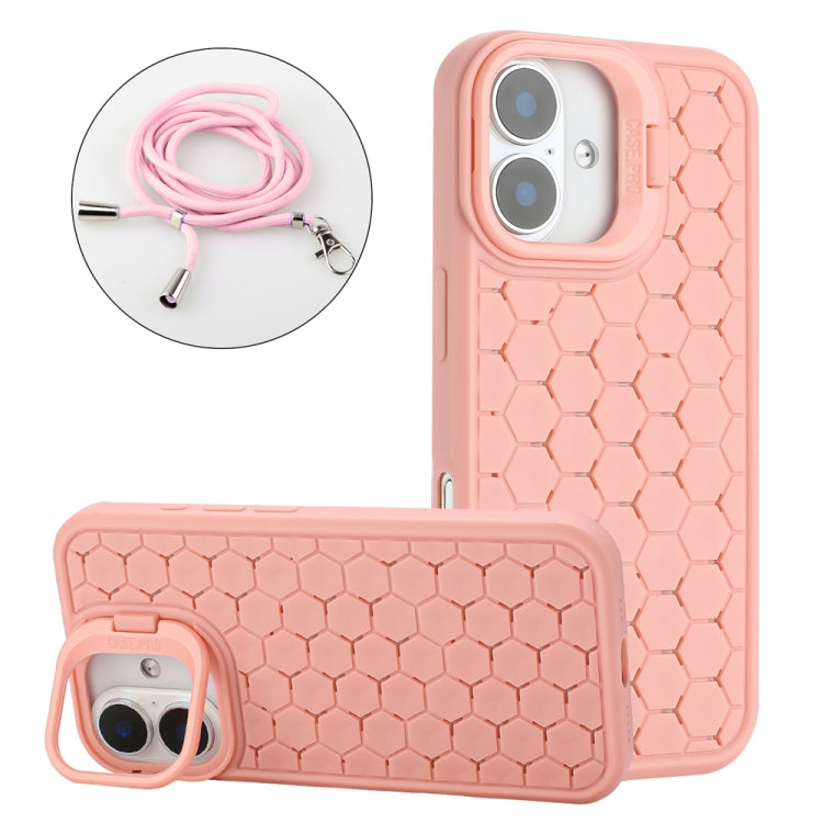 Honeycomb Radiating Lens Holder Magsafe Phone Case with Lanyard, For iPhone 16 Pro Max�����������...