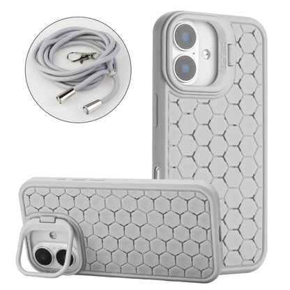 Honeycomb Radiating Lens Holder Magsafe Phone Case with Lanyard, For iPhone 16 Pro Max�����������...