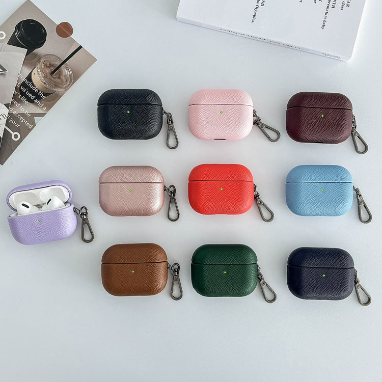 Cross Texture PU Leather Bluetooth Earphone Protective Case, For AirPods Pro 2, For AirPods 3����...
