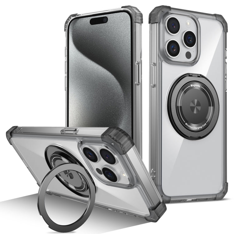 Gold Shield CD Pattern MagSafe Magnetic Phone Case with Rotating Stand, For iPhone 16 Pro Max����...