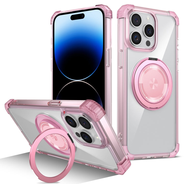 Gold Shield CD Pattern MagSafe Magnetic Phone Case with Rotating Stand, For iPhone 16 Pro Max����...