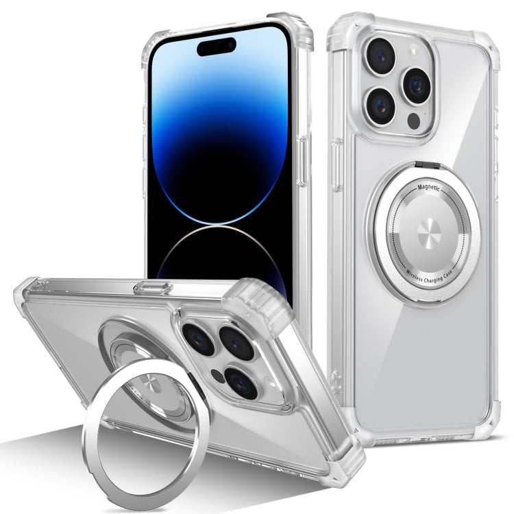 Gold Shield CD Pattern MagSafe Magnetic Phone Case with Rotating Stand, For iPhone 16 Pro Max����...