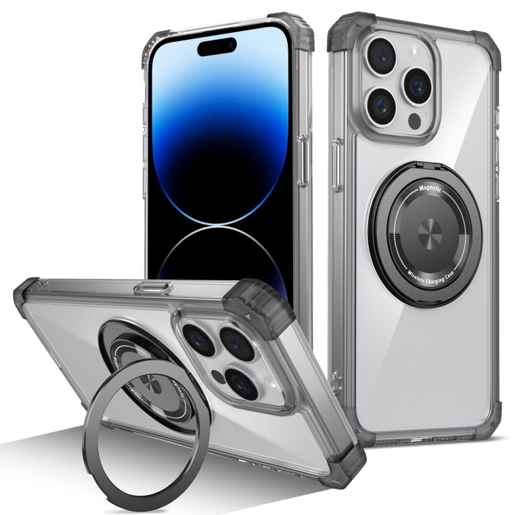 Gold Shield CD Pattern MagSafe Magnetic Phone Case with Rotating Stand, For iPhone 16 Pro Max����...