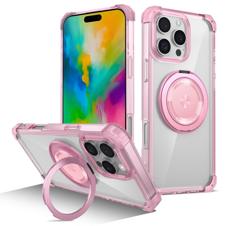 Gold Shield CD Pattern MagSafe Magnetic Phone Case with Rotating Stand, For iPhone 16 Pro Max����...
