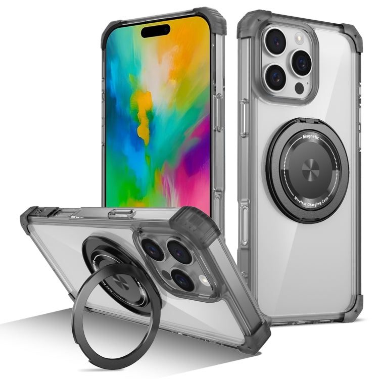 Gold Shield CD Pattern MagSafe Magnetic Phone Case with Rotating Stand, For iPhone 16 Pro Max����...