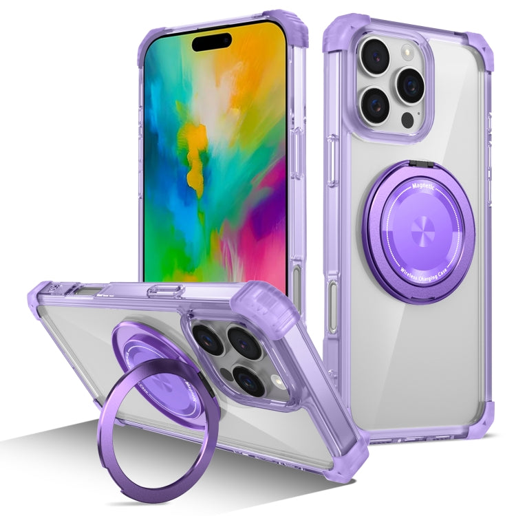 Gold Shield CD Pattern MagSafe Magnetic Phone Case with Rotating Stand, For iPhone 16 Pro Max����...
