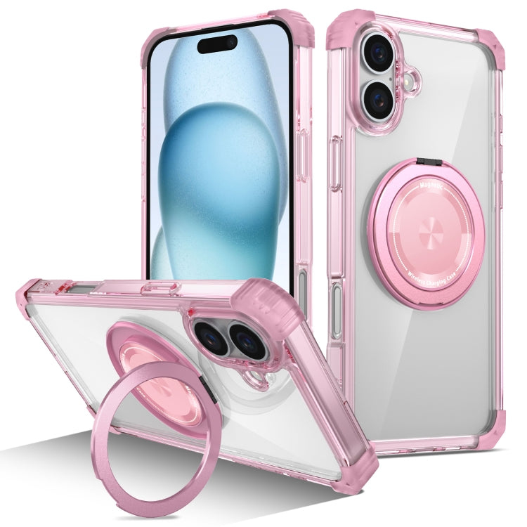Gold Shield CD Pattern MagSafe Magnetic Phone Case with Rotating Stand, For iPhone 16 Pro Max����...