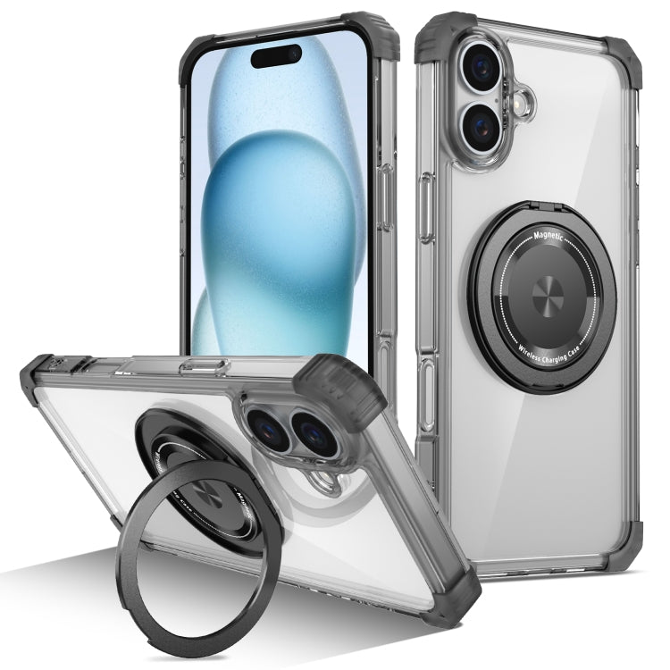 Gold Shield CD Pattern MagSafe Magnetic Phone Case with Rotating Stand, For iPhone 16 Pro Max����...