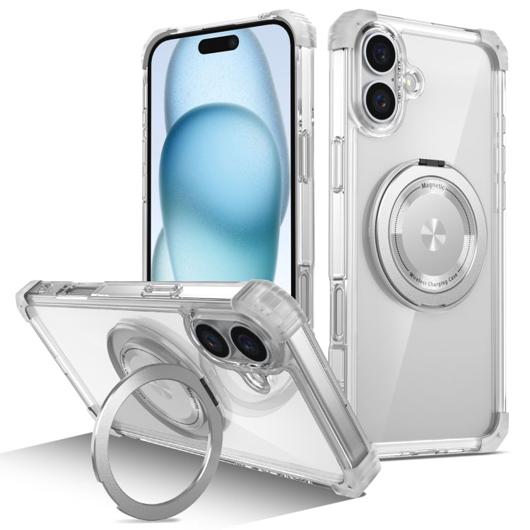 Gold Shield CD Pattern MagSafe Magnetic Phone Case with Rotating Stand, For iPhone 16 Pro Max����...