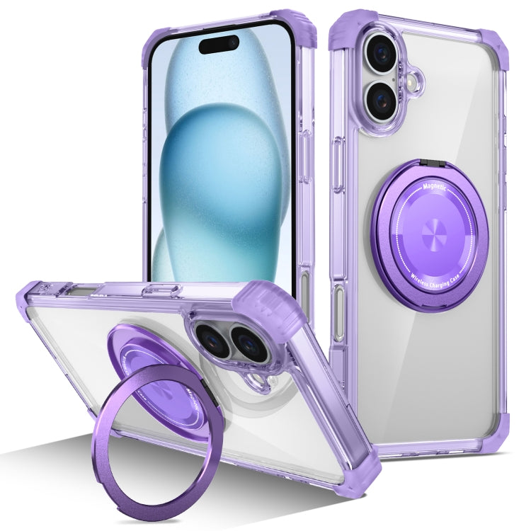 Gold Shield CD Pattern MagSafe Magnetic Phone Case with Rotating Stand, For iPhone 16 Pro Max����...