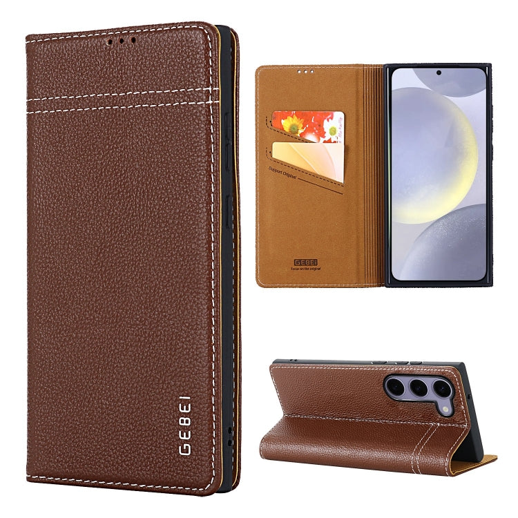 GEBEI Top-grain Horizontal Flip Leather Phone Case, For Samsung Galaxy S25 5G��������������������...