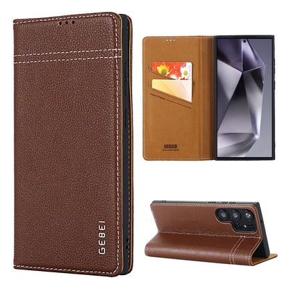 GEBEI Top-grain Horizontal Flip Leather Phone Case, For Samsung Galaxy S25 5G��������������������...