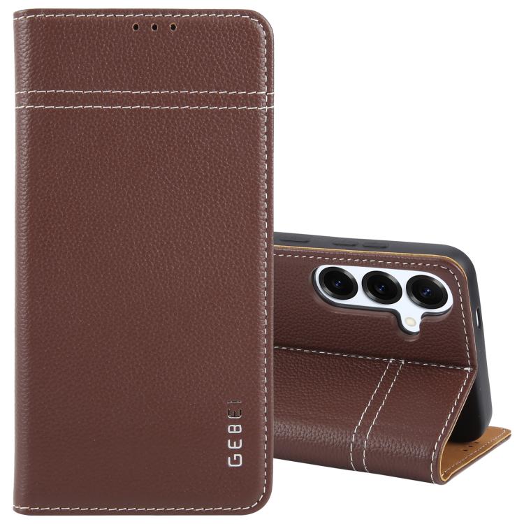 GEBEI Top-grain Horizontal Flip Leather Phone Case, For Samsung Galaxy S25 5G��������������������...