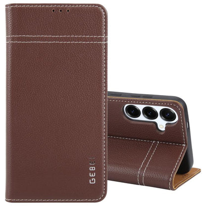 GEBEI Top-grain Horizontal Flip Leather Phone Case, For Samsung Galaxy S25 5G��������������������...