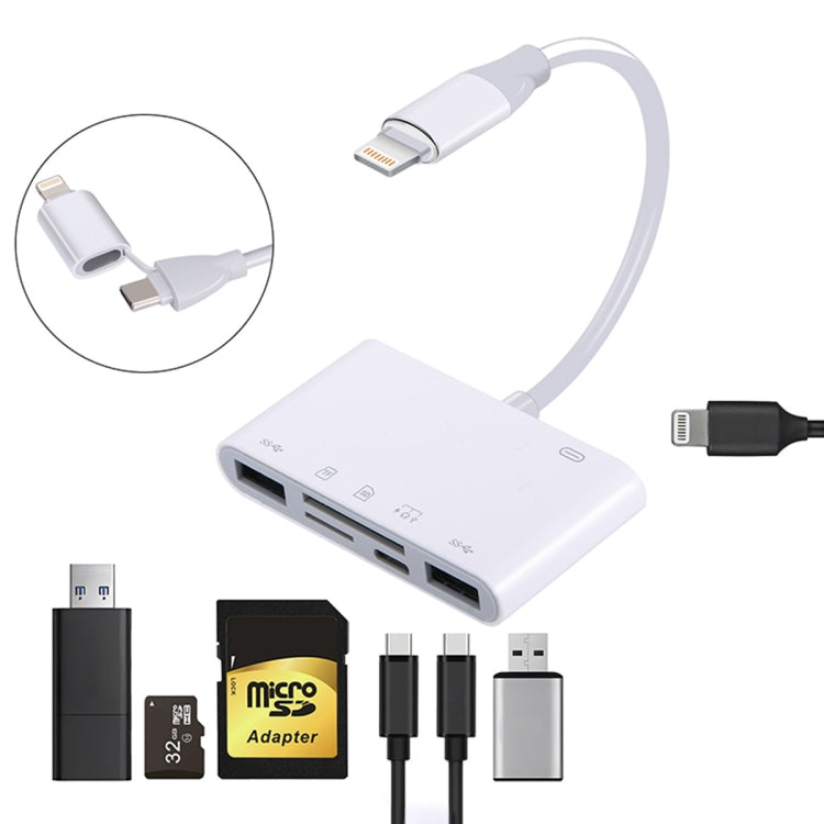 AJ-108PRO 6 in 2 USB-C / Type-C + 8 Pin Interface Multi-function Camera Card Reader��������������...