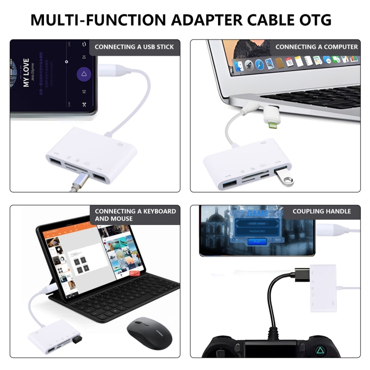 AJ-108PRO 6 in 2 USB-C / Type-C + 8 Pin Interface Multi-function Camera Card Reader��������������...