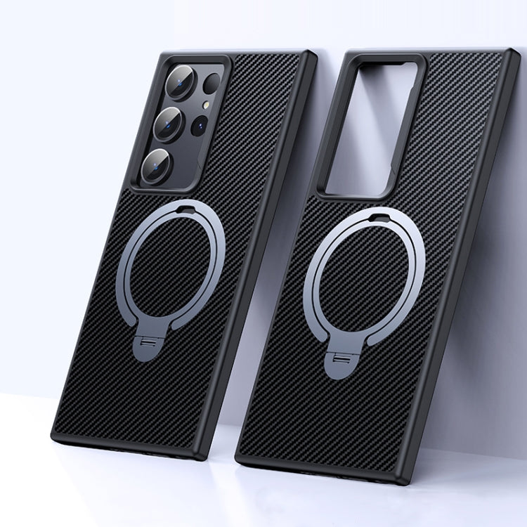 Double Ring MagSafe Holder Carbon Fibre Phone Case, For Samsung Galaxy S25 5G��������������������...