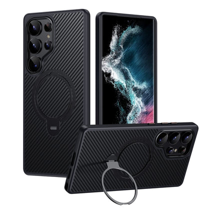 Double Ring MagSafe Holder Carbon Fibre Phone Case, For Samsung Galaxy S25 5G��������������������...