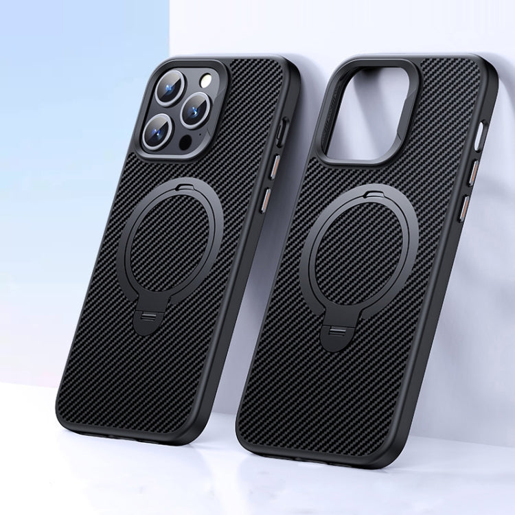 Double Ring MagSafe Holder Carbon Fiber Phone Case, For iPhone 16 Pro Max, For iPhone 16 Pro�����...