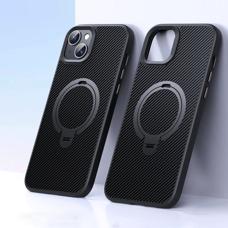 Double Ring MagSafe Holder Carbon Fiber Phone Case, For iPhone 16 Pro Max, For iPhone 16 Pro�����...