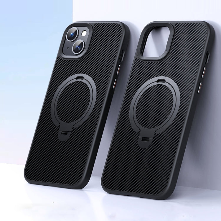 Double Ring MagSafe Holder Carbon Fiber Phone Case, For iPhone 16 Pro Max, For iPhone 16 Pro�����...