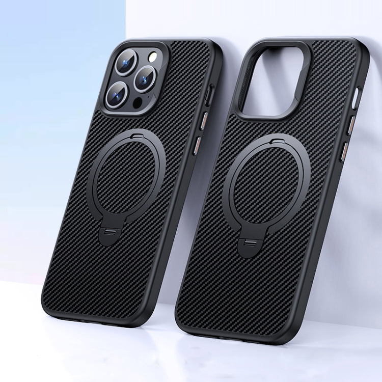 Double Ring MagSafe Holder Carbon Fiber Phone Case, For iPhone 16 Pro Max, For iPhone 16 Pro�����...