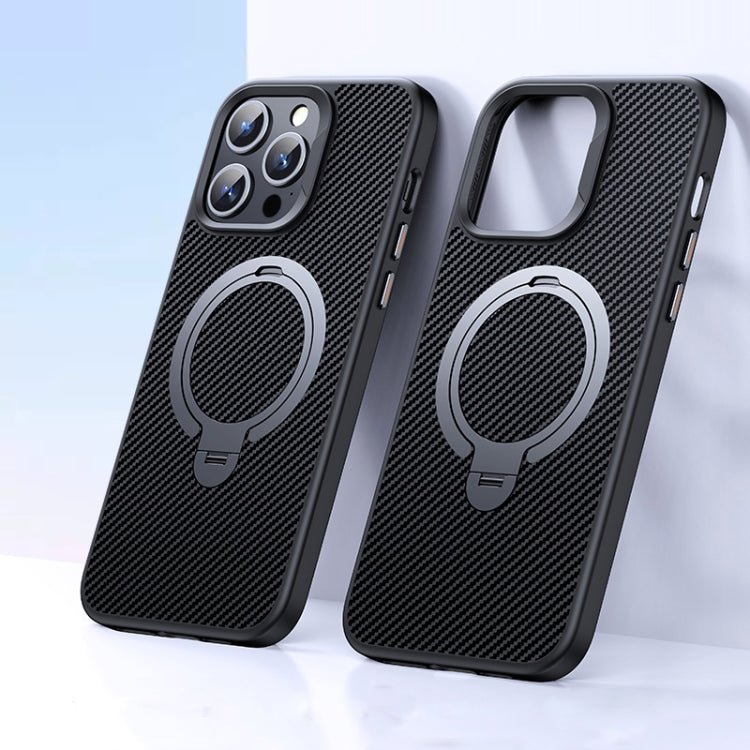 Double Ring MagSafe Holder Carbon Fiber Phone Case, For iPhone 16 Pro Max, For iPhone 16 Pro�����...