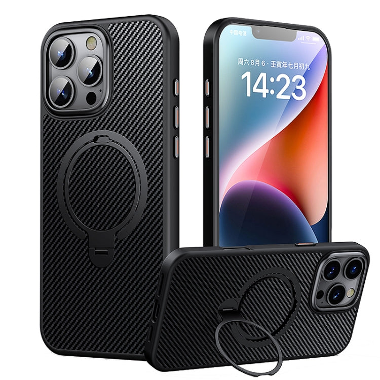 Double Ring MagSafe Holder Carbon Fiber Phone Case, For iPhone 16 Pro Max, For iPhone 16 Pro�����...