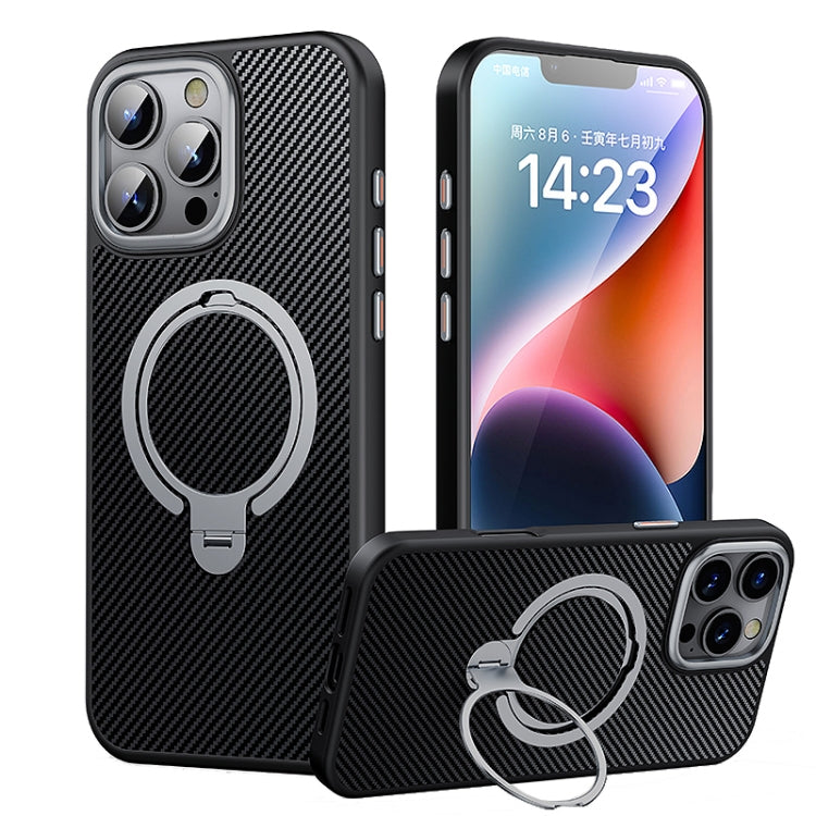 Double Ring MagSafe Holder Carbon Fiber Phone Case, For iPhone 16 Pro Max, For iPhone 16 Pro�����...